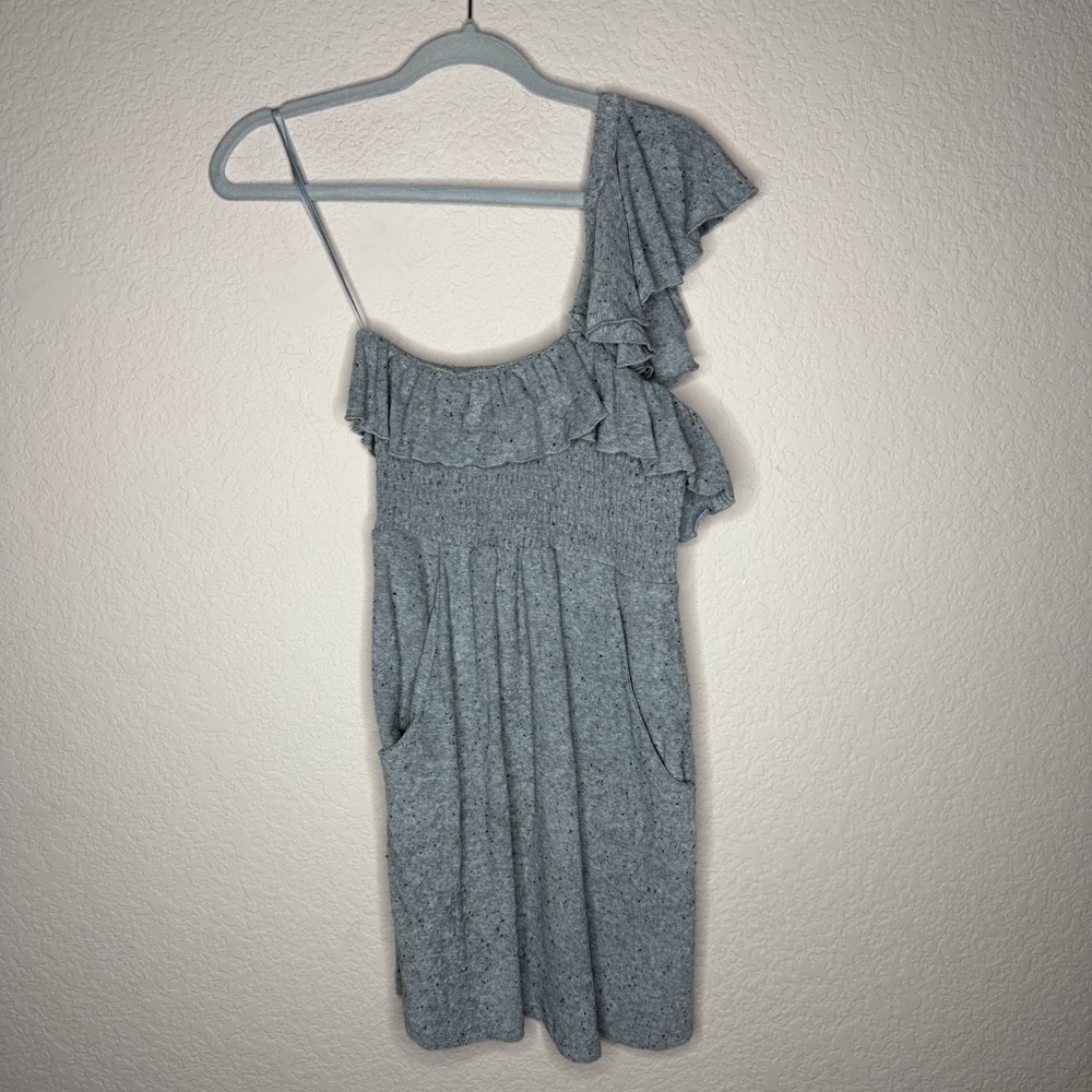 Juicy Couture Heather Gray Smocked Ruffle Mini Dress NWT - Picture 2 of 4